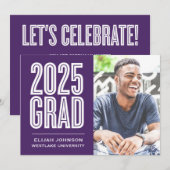 SIMPLE 2025はっきりした GRAD写真卒業招待状 招待状 (正面/裏面)