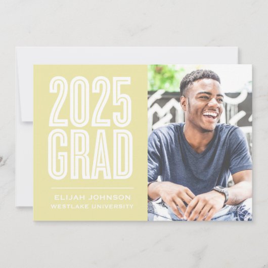 SIMPLE 2025はっきりした GRAD写真卒業招待状 招待状 (正面)