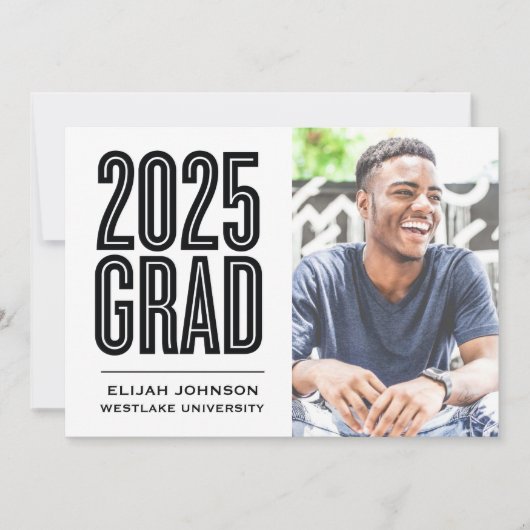 SIMPLE 2025はっきりした GRAD写真卒業招待状 招待状 (正面)