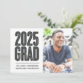 SIMPLE 2025はっきりした GRAD写真卒業招待状 招待状 (スタンド正面)