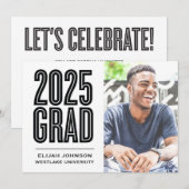SIMPLE 2025はっきりした GRAD写真卒業招待状 招待状 (正面/裏面)