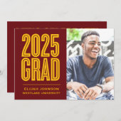 SIMPLE 2025はっきりした GRAD写真卒業招待状 招待状 (正面/裏面)