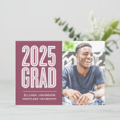 SIMPLE 2025はっきりした GRAD写真卒業招待状 招待状 (スタンド正面)