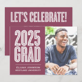SIMPLE 2025はっきりした GRAD写真卒業招待状 招待状 (正面/裏面)