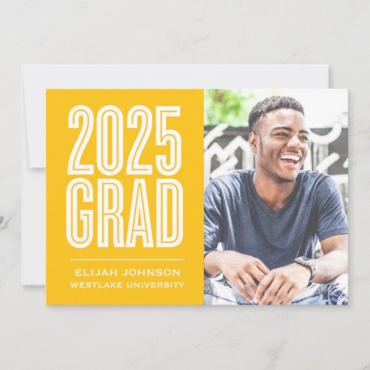 SIMPLE 2025はっきりした GRAD写真卒業招待状 招待状 (正面)