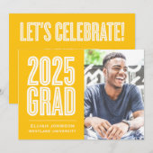 SIMPLE 2025はっきりした GRAD写真卒業招待状 招待状 (正面/裏面)