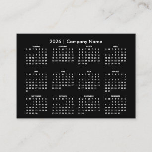 Simple 2026年 カレンダー 会社名 名刺