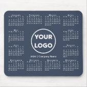 Simple 2026 Calendar Business Logo on Navy Blue マウスパッド (正面)