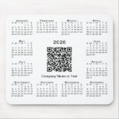 Simple 2026 Calendar Business QR Code on White マウスパッド (正面)