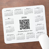 Simple 2026 Calendar Business QR Code on White マウスパッド