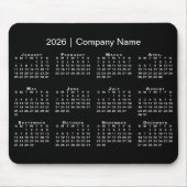 Simple 2026 Calendar Company Name on Black マウスパッド (正面)