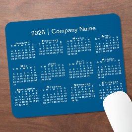 Simple 2026 Calendar Company Name on Blue マウスパッド
