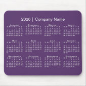 Simple 2026 Calendar Company Name on Purple マウスパッド (正面)