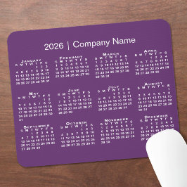 Simple 2026 Calendar Company Name on Purple マウスパッド