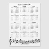 Simple 2026 Calendar with Musical Notes | Magnet (正面)