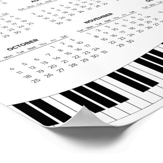 Simple 2026 Calendar with Piano Keys |  ポスター (角)