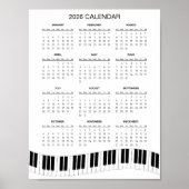 Simple 2026 Calendar with Piano Keys |  ポスター (正面)