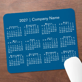 Simple 2027 Calendar 会社名 青 マウスパッド
