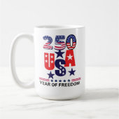 Simple 250th us independence patriotic July 4th コーヒーマグカップ (左)