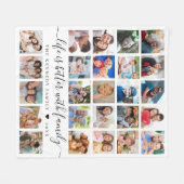 Simple 25 Photo Collage Life Quote Family Name フリースブランケット (正面(横))