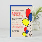Simple 27th birthday invitations Balloons 招待状 (スタンド正面)