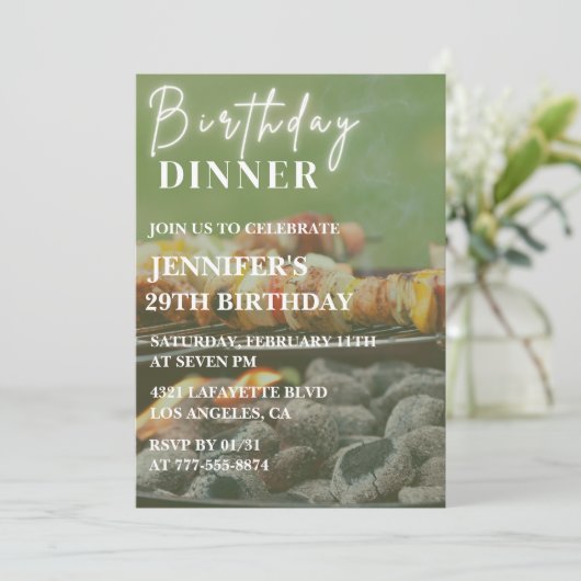 Simple 29th birthday invitations Bbq Backyard 招待状 (スタンド正面)