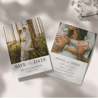 Simple 2 Photo Wedding Save the Date  セーブザデート