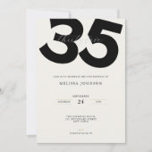 Simple 35th Birthday Invitation: Minimal Style 招待状 (正面)