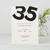 Simple 35th Birthday Invitation: Minimal Style 招待状 (スタンド正面)