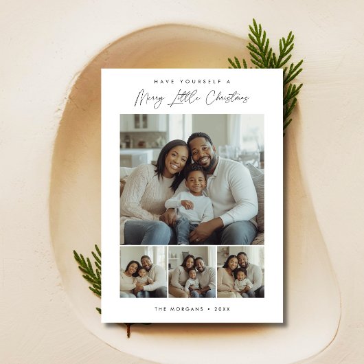 Simple 4 Photo Merry Little Christmas Kids  シーズンカード