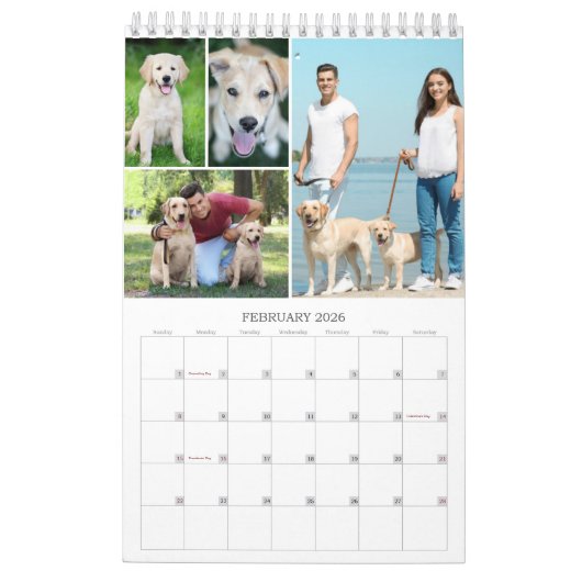 Simple 4 Photos Per Month カレンダー (2月 2026)