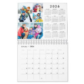 Simple 4 Photos Per Month 2026 Year-At-A-Glance カレンダー (1月 2026)