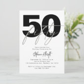 Simple 50 and Fabulous Black 50th Birthday Party 招待状 (スタンド正面)