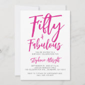 Simple 50 and Fabulous Pink 50th Birthday Party 招待状 (正面)