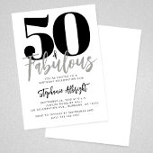 Simple 50 and Fabulous Script 50th Birthday Party 招待状