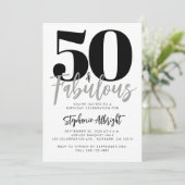 Simple 50 and Fabulous Script 50th Birthday Party 招待状 (スタンド正面)