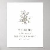 Simple Acorn & Pinecone Fall Wedding Welcome ポスター (正面)