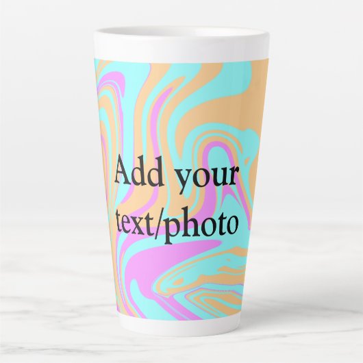 Simple acrylic pour marble add your text name cust カフェラテマグ (正面)