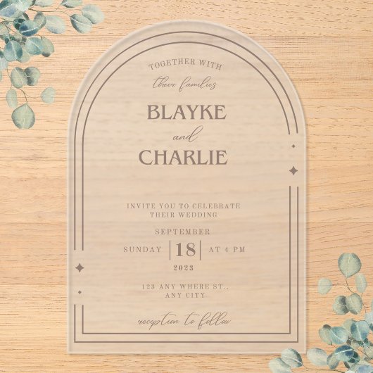 Simple Acrylic wedding arch 5 x7 invitation  アクリル招待状