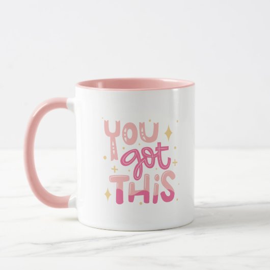 Simple Adorable You Got This Motivational Pink マグカップ (左)