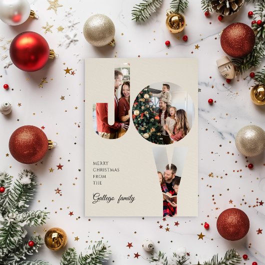 Simple Aesthetic Family Photo Christmas Card 招待状