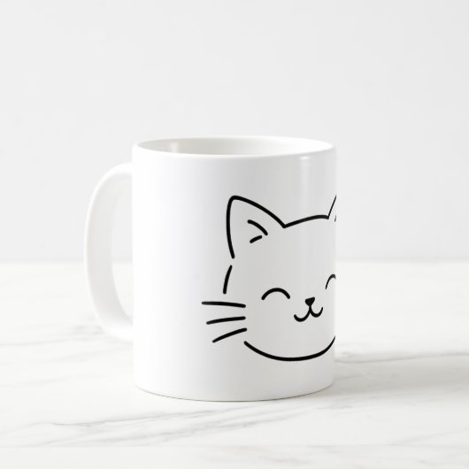 Simple Aesthetic Kitty Design コーヒーマグカップ (正面左)