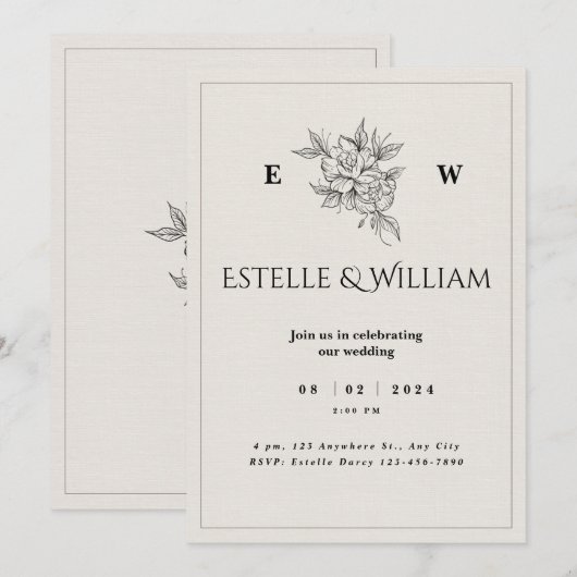Simple and Affordable Rustic Wedding Invitations 招待状 (正面/裏面)
