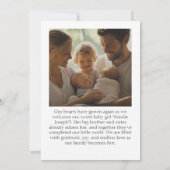 Simple and Chic Baby Photo Name and Date of Birth 案内状 (裏面)