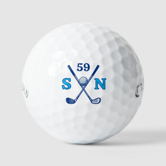 Simple and Cool Classic Blue Golfers Logo ゴルフボール (正面)