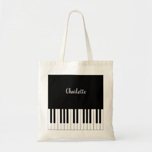 Simple and Elegant Black and White Piano Keyboard トートバッグ