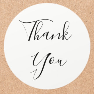 Simple And Elegant Cursive Thank You ラウンドシール