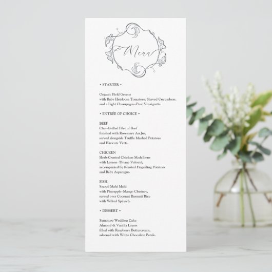 Simple and Elegant Minimalist Wedding Dinner Menu プログラム (スタンド正面)
