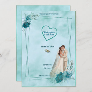 Simple and elegant wedding invitation in Sky Blue 招待状