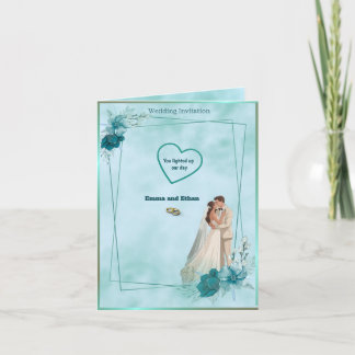 Simple and elegant wedding invitation in Sky Blue 招待状